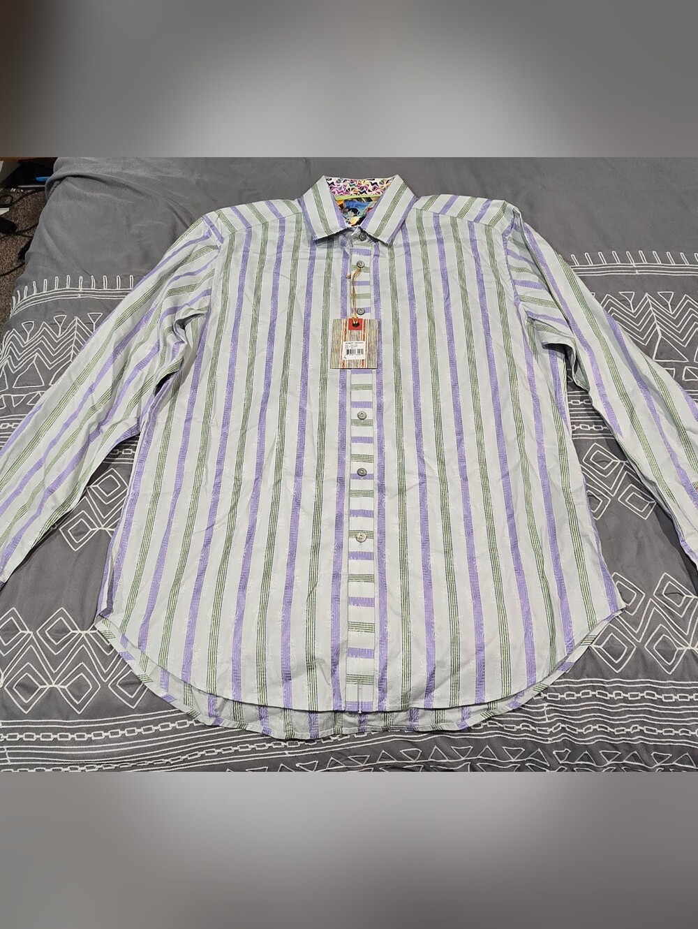 Robert Graham Embroidered Button Down Shirt In Poolside Size Large